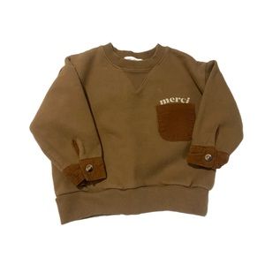 Brown Long Sleeve Crew Neck Sweatshirt Toddler Boys 3T